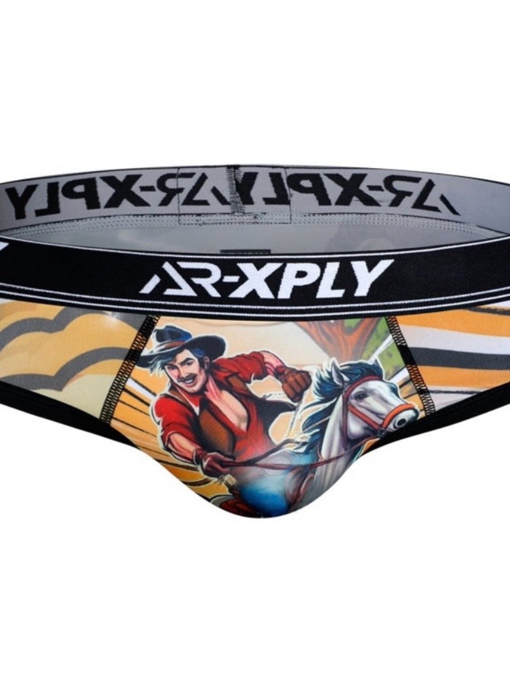 AR-XPLY Men’s Cowboy Graphic Brief in Orange Black